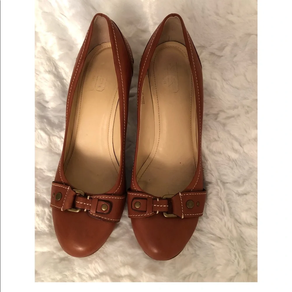 COACH Vintage Vivanna Calf Leather 3” Heels with White Stitching 11B - Picture 2 of 8